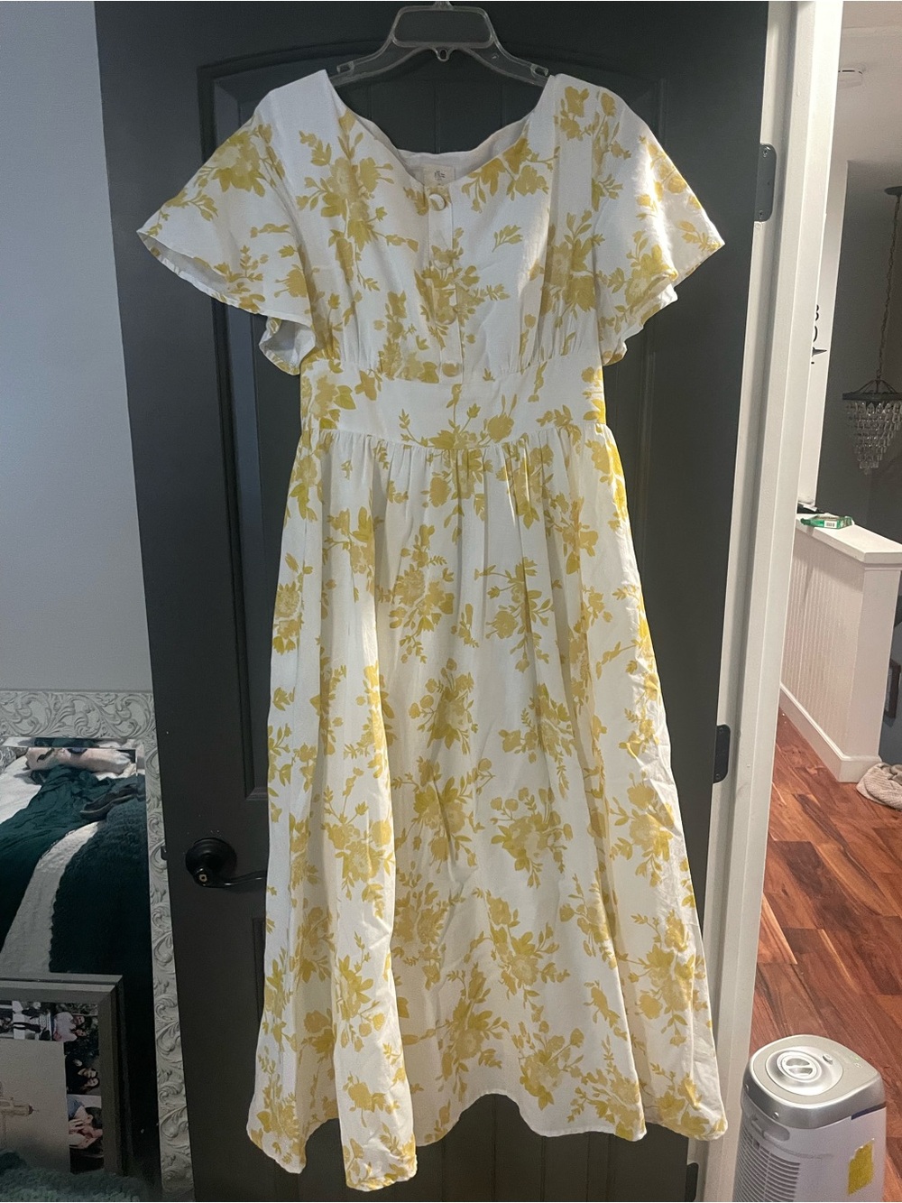 Linen vibes yellow floral dress